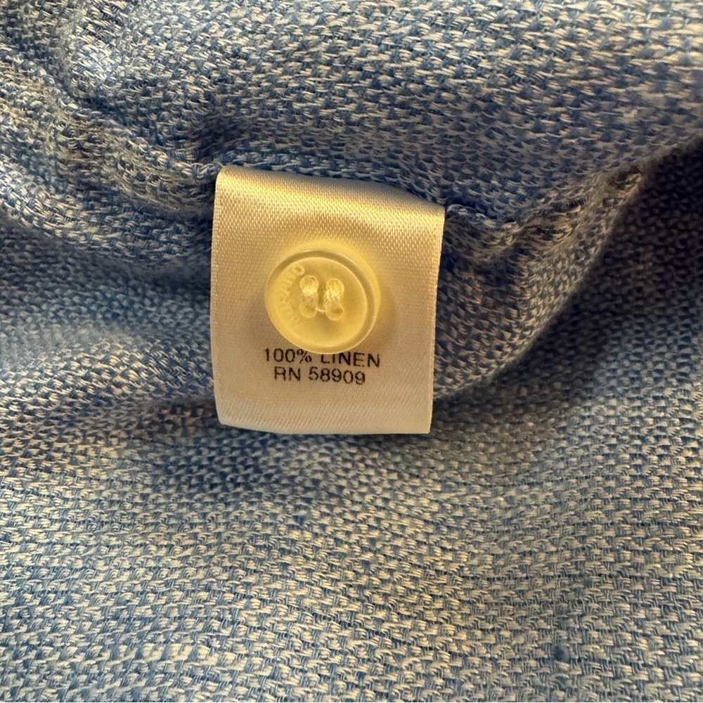 Murano Baird McNutt Men’s Blue Linen Slim Fit Button Down Shirt Size XL - Picture 4 of 10